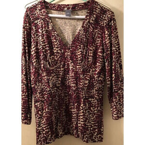 Ann Taylor Top Women's Long Sleeve Ditsy Floral Crisscross Effect Size Medium